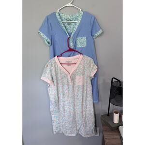 LOT of 2 Croft & Barrow Intimates Cozy Cotton Nightgowns Women's Size Large